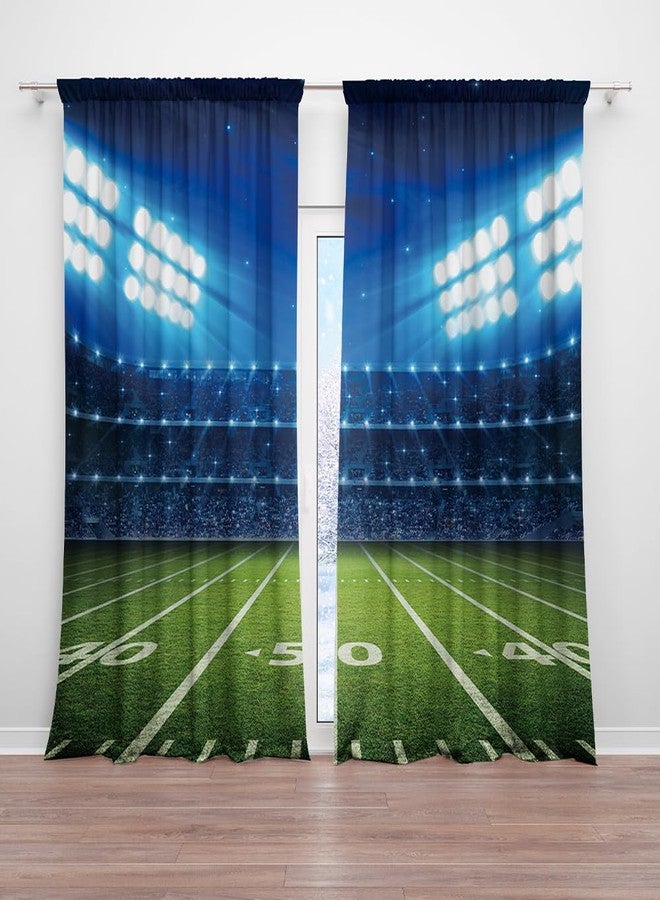 DOTOOMA 82 x 84 Inches Football Stadium Sports Theme Venues Window Curtain Lawn Audience Spotlight Kids Boys Teens Bedroom Decoration Polyester Drapes 2 Panel - Image 3
